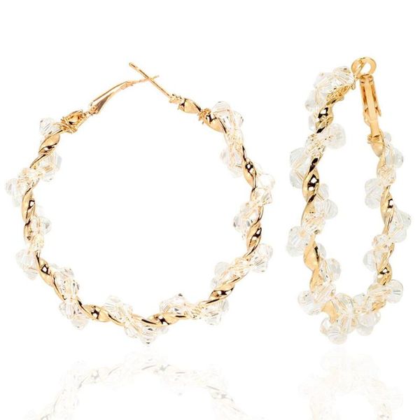 hoop & huggie fashion circle crystal earrings suitable for women's delicate simple girls party gift accessories 2021, Golden;silver
